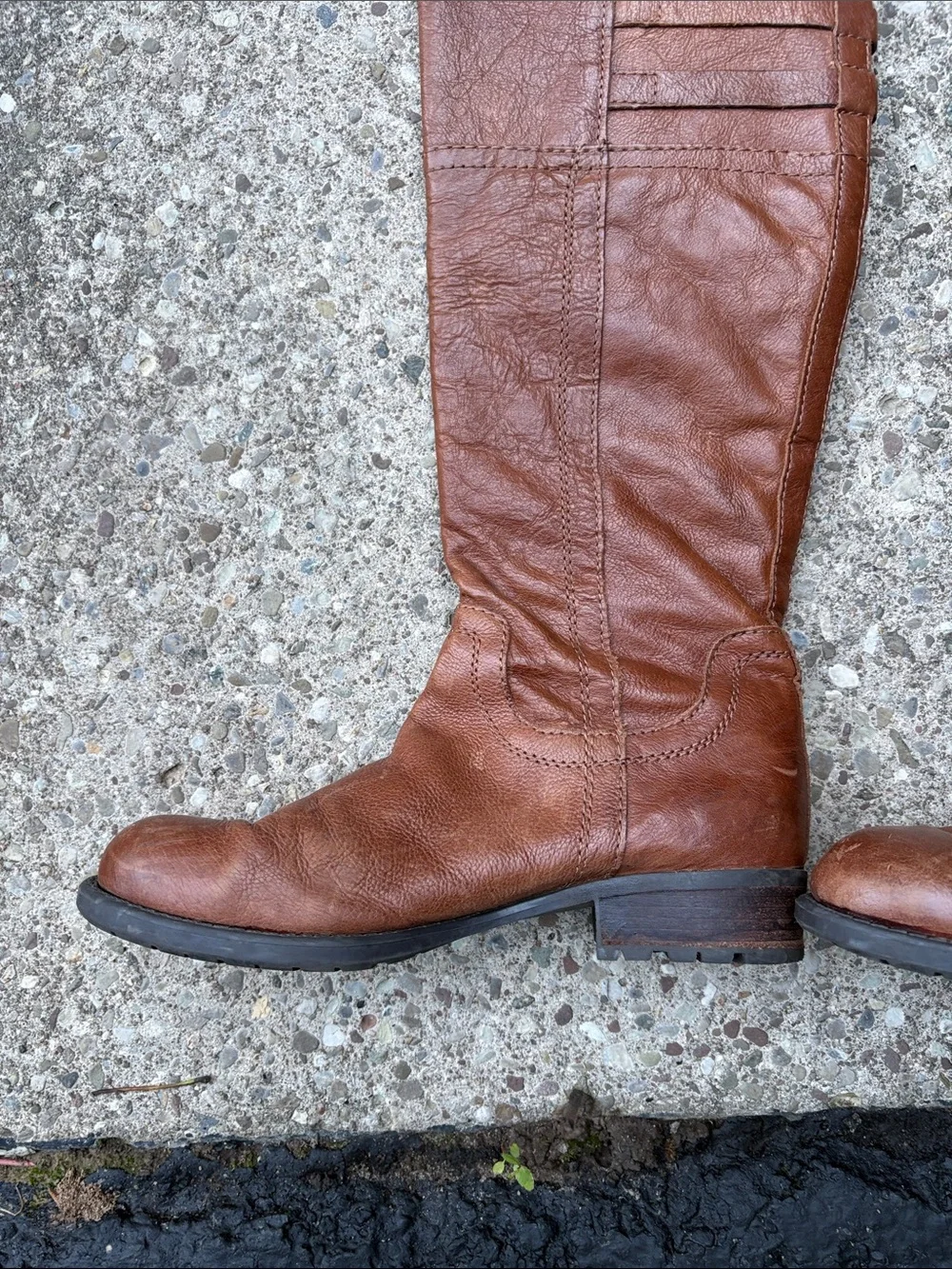 Women's Brown Leather Mid-Calf Riding Boots with Zipper